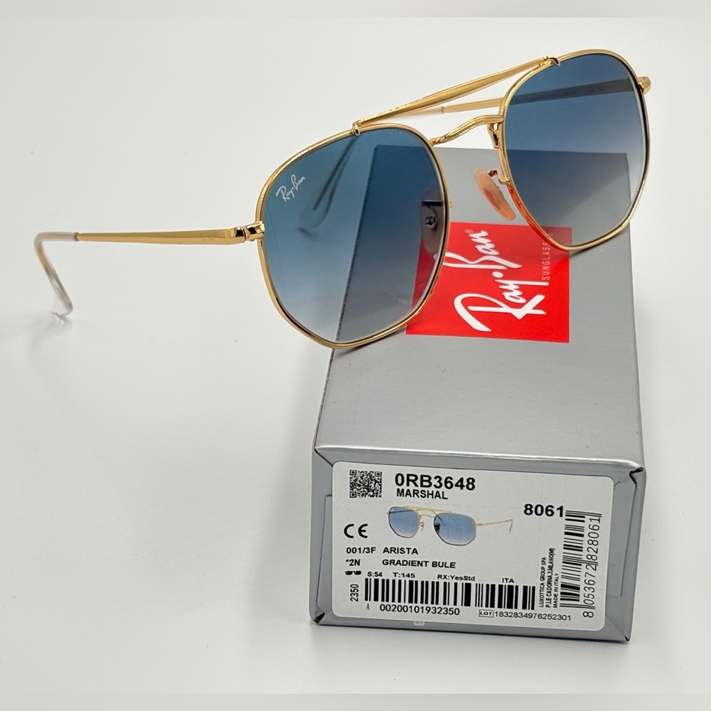 Ray-Ban Rb3648 Marshal Gold Frame with Blue Gradient Lenses 301/3F Arista 54mm - Picture 6 of 14